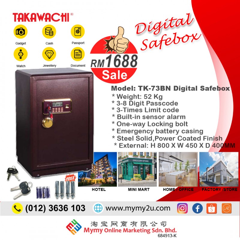 Takawachi Home/ Office Furniture Digital Safety Safebox TK-73BN